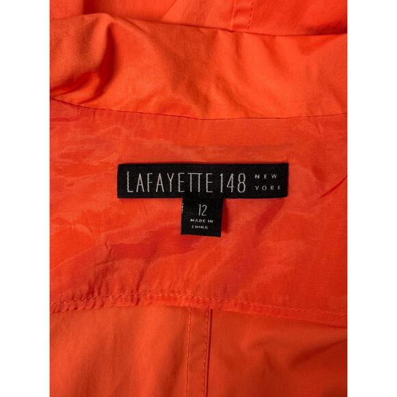 Lafayette 148 Jacket 12 Womens Orange Nylon Ruched Sleeve Blazer - Picture 7 of 8